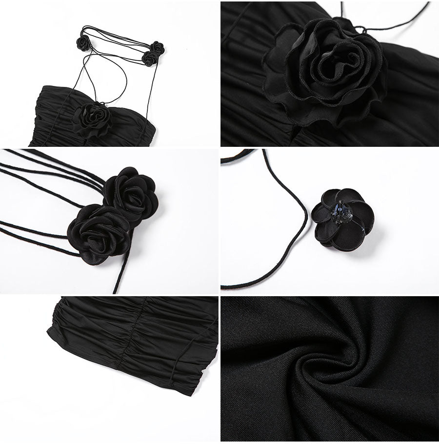 CELESTE HALTER NECK FLOWER ROSE TOP
