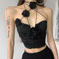 CELESTE HALTER NECK FLOWER ROSE TOP